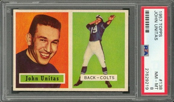 1957 Topps #138 Johnny Unitas Rookie Card - PSA NM-MT 8